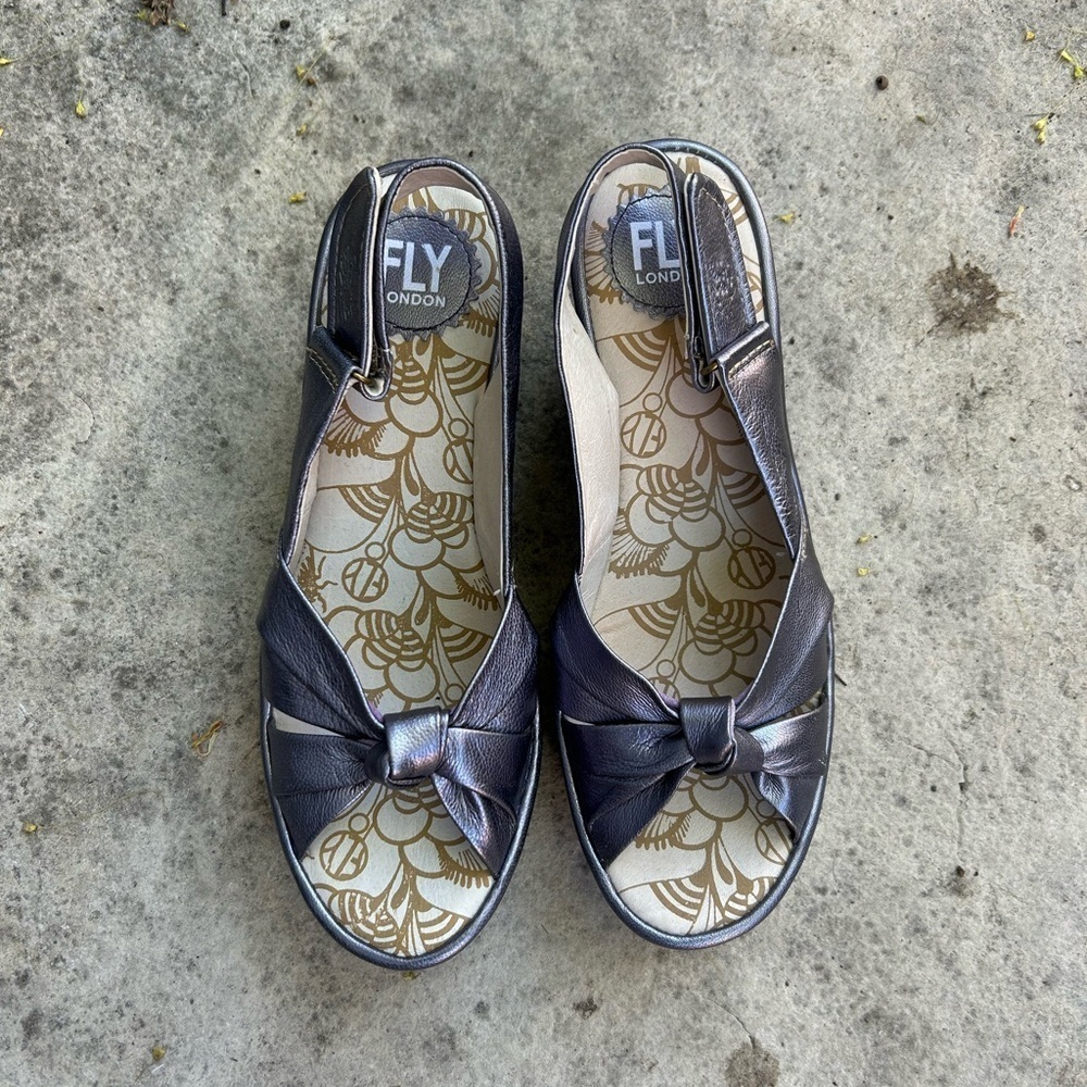 Fly London Yakin Pewter Wedge, size 38